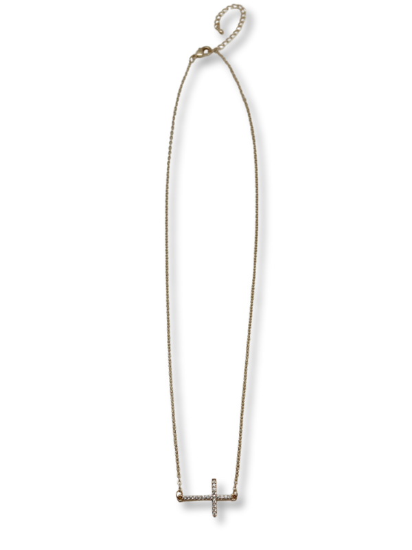 LB Mint Side Cross Necklace