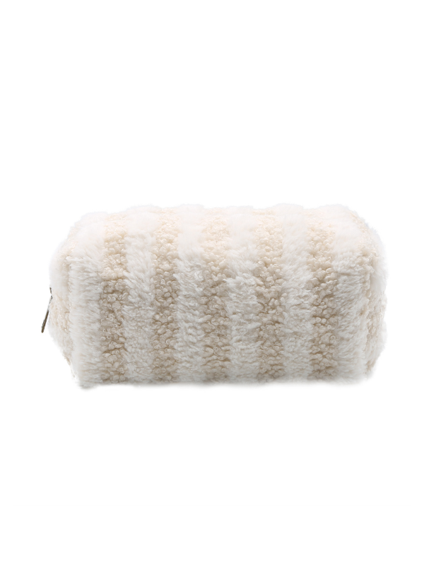The LB Mint Sherpa Cosmetic Bag - Cream