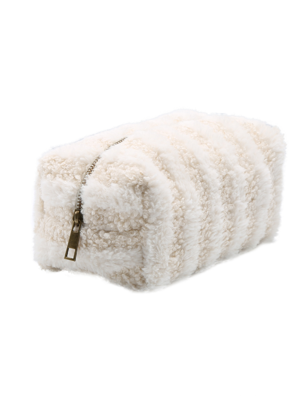 The LB Mint Sherpa Cosmetic Bag - Cream