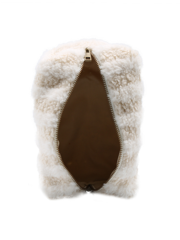 The LB Mint Sherpa Cosmetic Bag - Cream