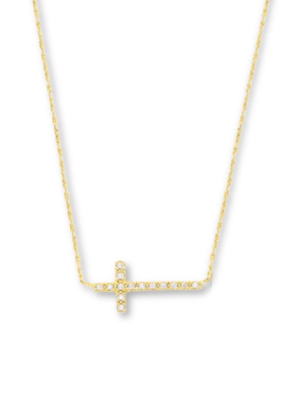 LB Mint Side Cross Necklace